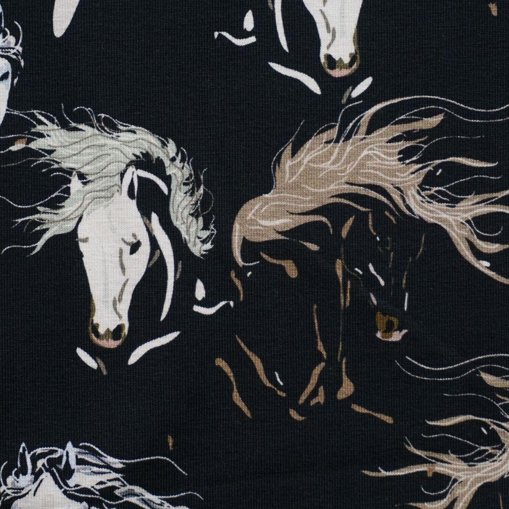 Baumwolljersey Pferde schwarz braun – FVJ